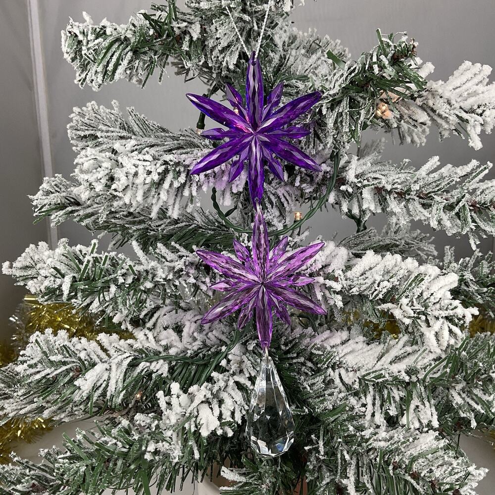 Christmas Tree Ornament-Purple And Clear Hanging Icicles-The Bridge Collection